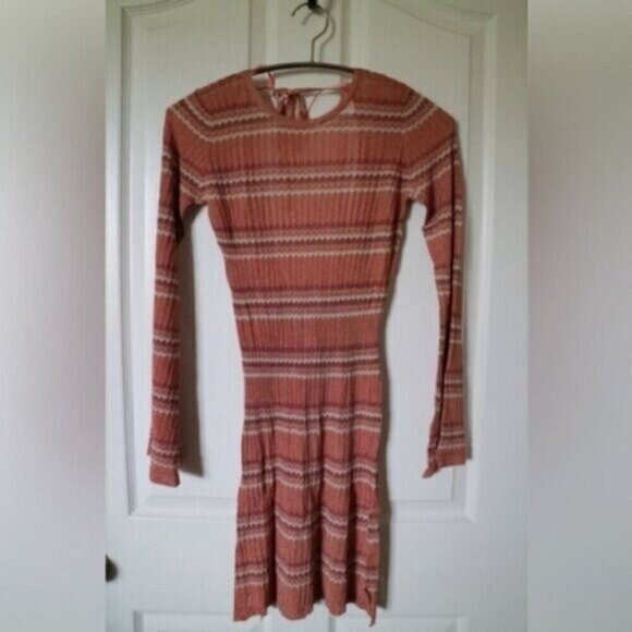 NWT L*Space Mini Dress Bathing Suit Coverup Tunic Striped Knit Long Sleeve - Picture 7 of 12